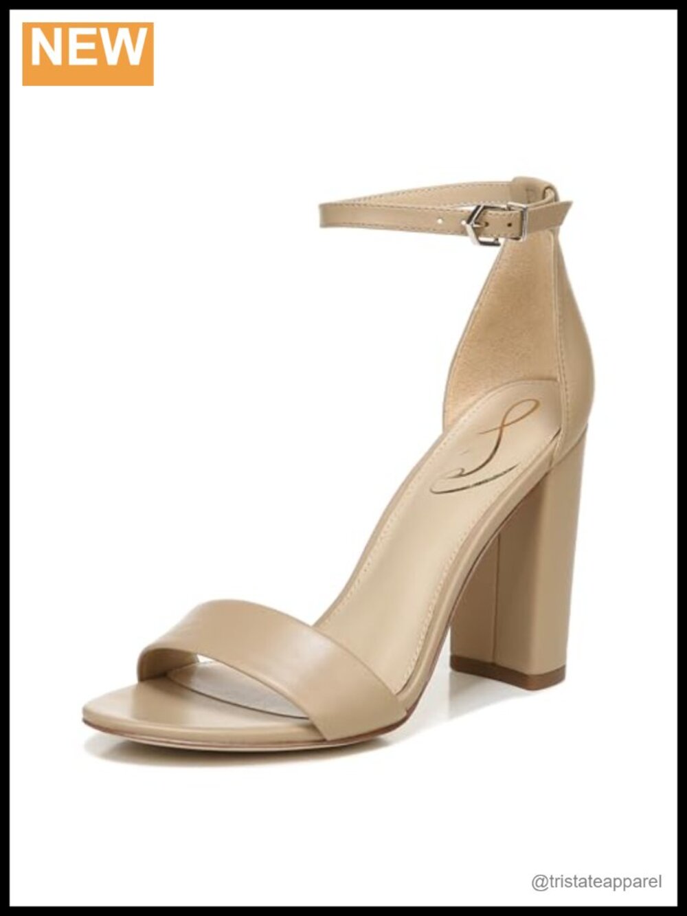 Sam Edelman Yaro Leather Block Heeled Sandal Ankle Strap Dress Wedding